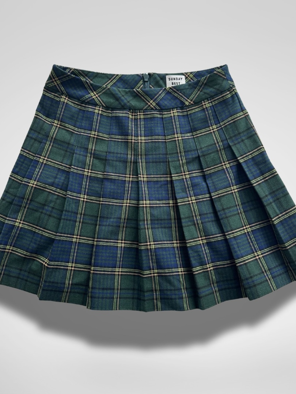 Aritzia Sunday Best Green Plaid Pleated Tennis Skirt